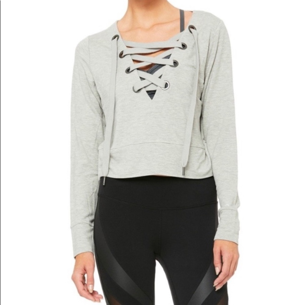 ALO Yoga Ideal Long Sleeve Grey Top Small